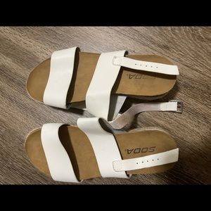 White platform sandals